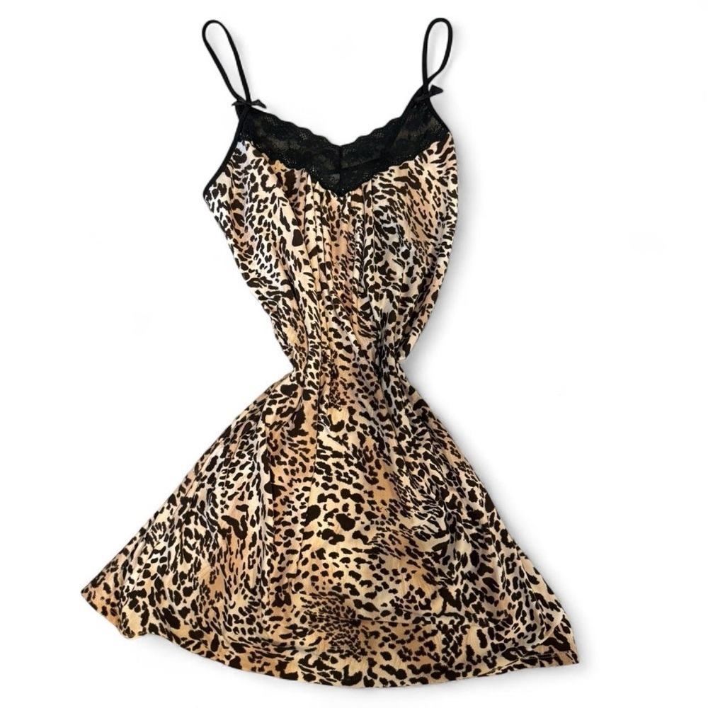 Animal Print Sleepwear Lace Slip Dress